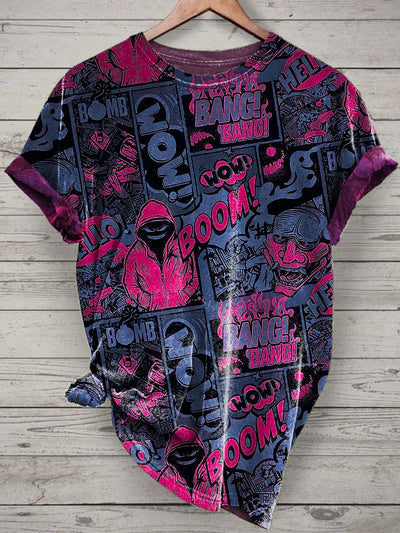 Unisex Graffiti Art Printed Vintage Fashion Loose Short Sleeve T-Shirt
