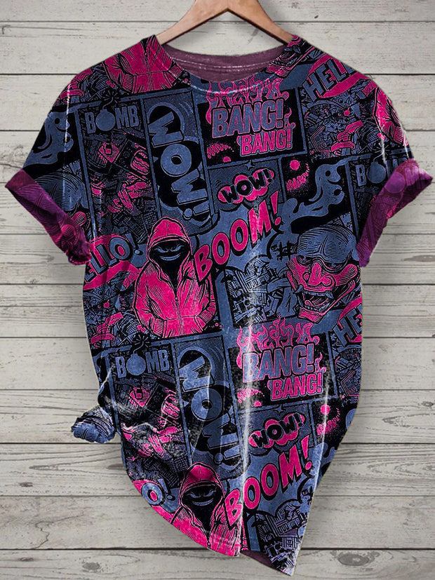 Unisex Graffiti Art Printed Vintage Fashion Loose Short Sleeve T-Shirt