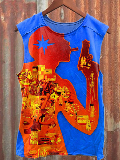 Retro Abstract Graffiti Illustration Printed Loose Tank Top