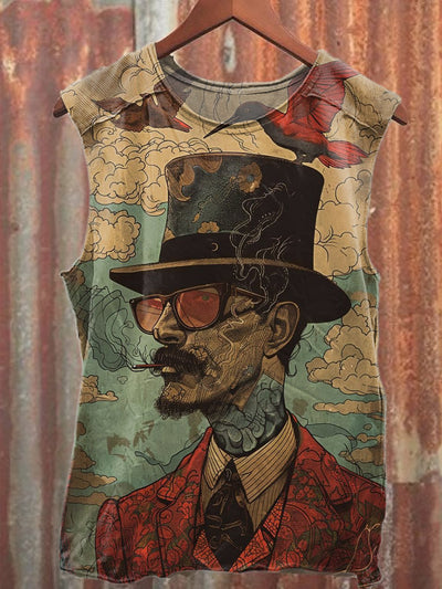 Retro Drama Troupe Graffiti Print Loose Casual Tank Top