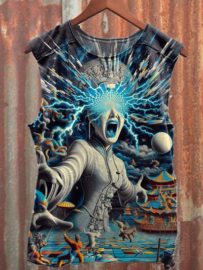 Gorgeous Art Graffiti Print Casual Cotton Tank Top