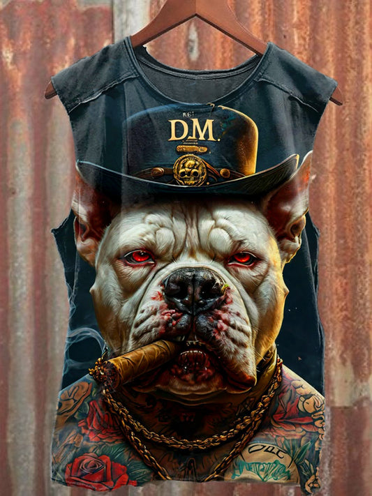 Men's Casual Dog Printed Tank Top