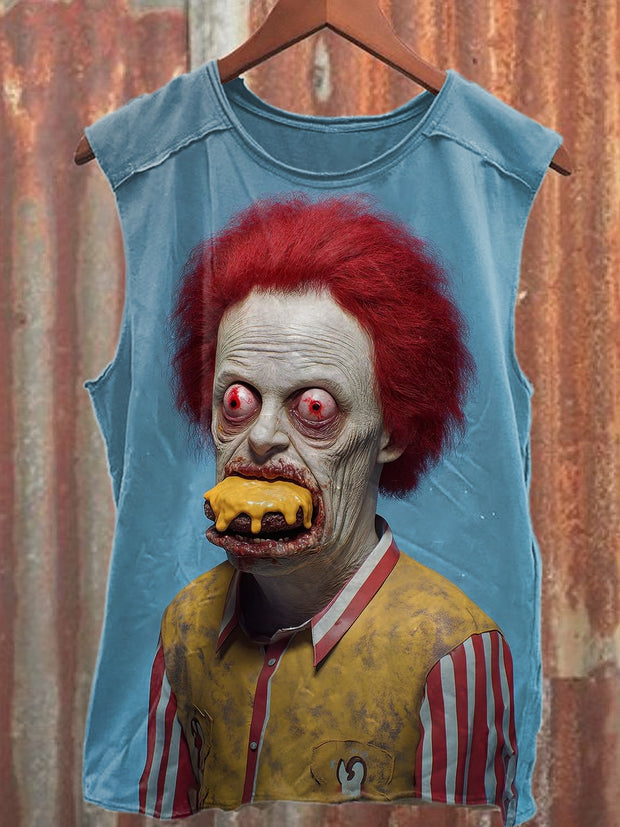 Retro Monster Graffiti Print Casual Cotton Tank Top