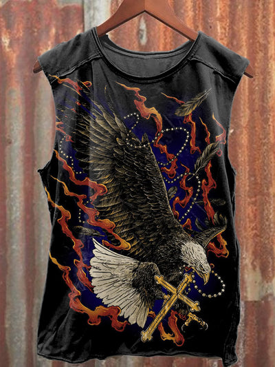Retro Owl Graffiti Print Casual Cotton Tank Top
