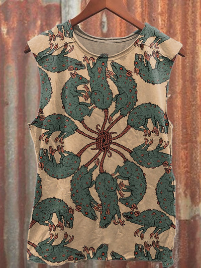 Retro Mouse Graffiti Print Casual Loose Cotton Tank Top