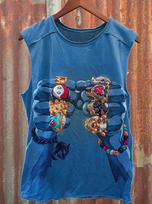 Gorgeous Ring Printed Loose Cotton Tank Top
