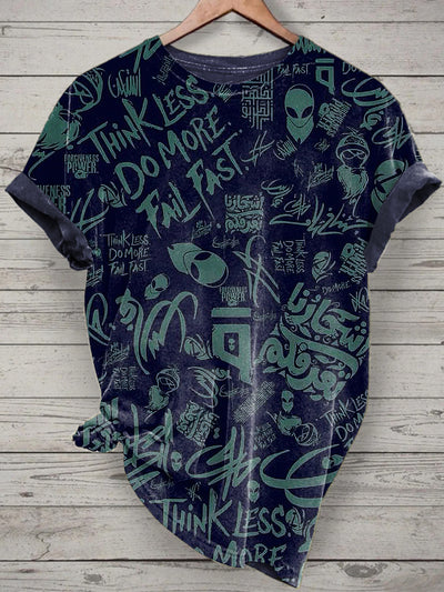 Unisex Graffiti Art Printed Vintage Fashion Loose Short Sleeve T-Shirt