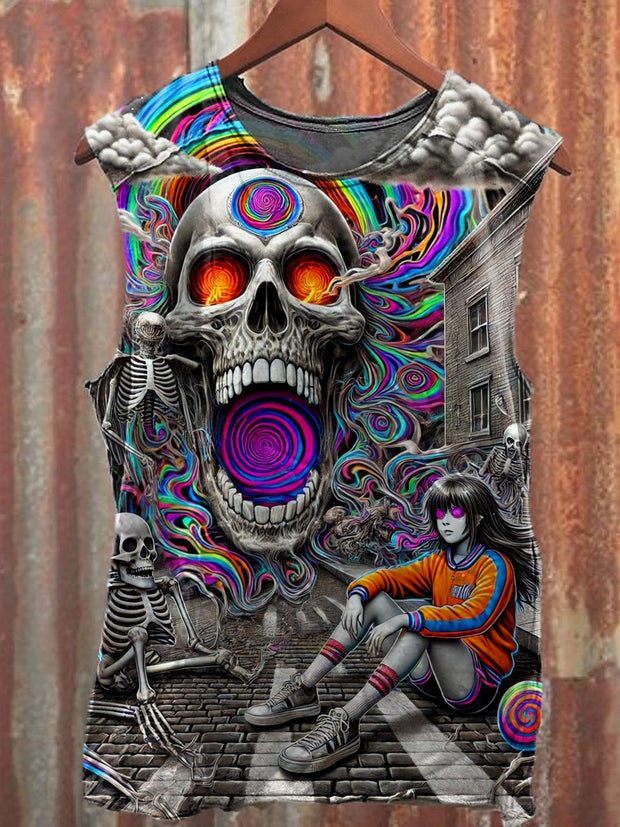 Men's Casual Skull Printed Tank Top
