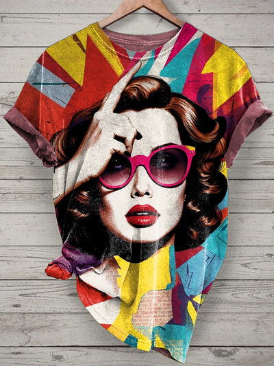 Unisex Color Art Printed Vintage Fashion Loose Short Sleeve T-Shirt