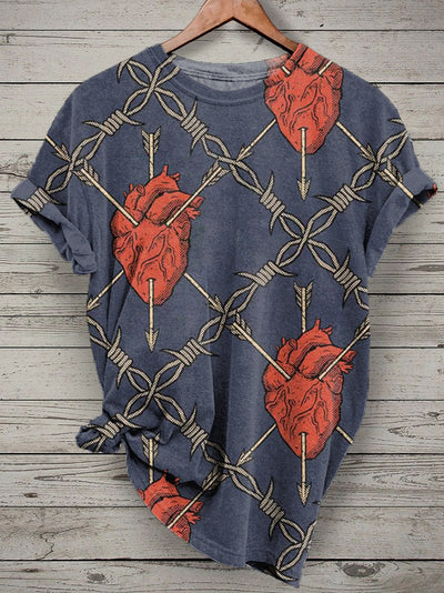 Retro Graffiti Print Casual Loose T-shirt
