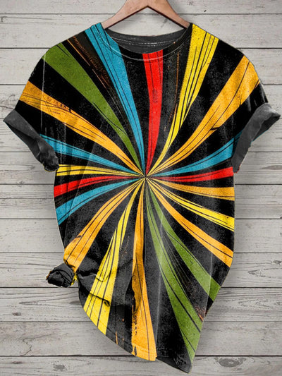 Unisex Colorful Vortex Printed Vintage Fashion Loose Short Sleeve T-Shirt