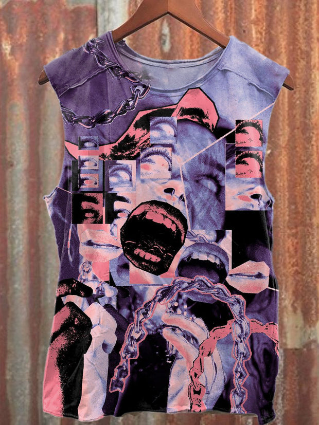 Refantasy Abstract World Art Print Fashion Loose Tank Top