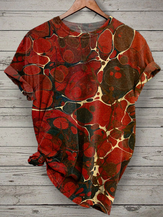 Retro Graffiti Print Casual Loose T-shirt