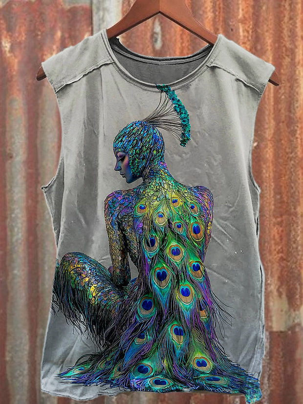 Men's Casual Silk-Stocking Lady Printed Tank Top
