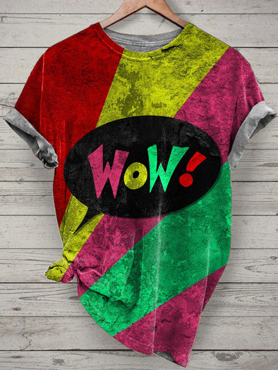 Unisex Colored Printed Vintage Fashion Loose Short Sleeve T-Shirt