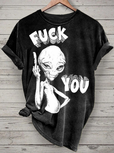 Unisex Alien Printed Vintage Fashion Loose Short Sleeve T-Shirt