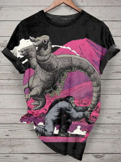 Unisex Funny Printed Vintage Fashion Loose Short Sleeve T-Shirt