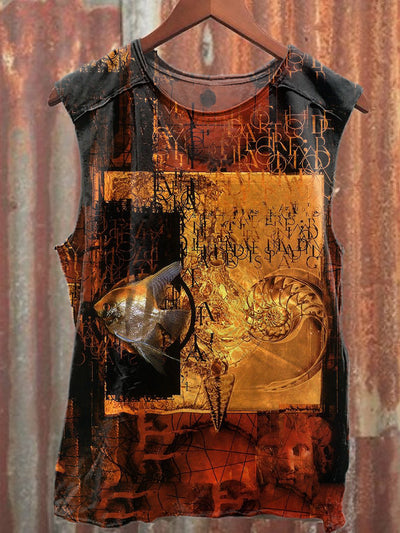 Refantasy Abstract World Art Print Fashion Loose Tank Top
