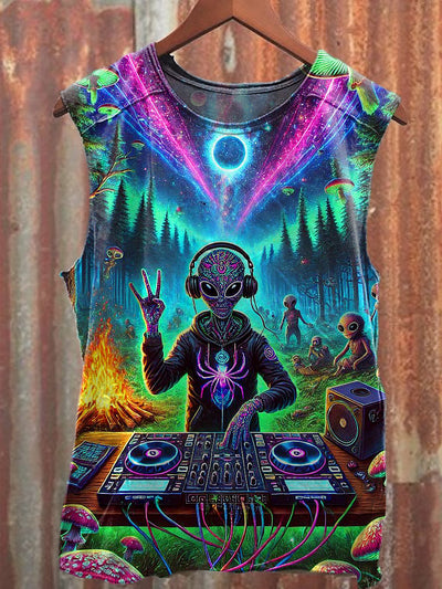 Men's Casual Colorful Alien Printed Tank Top