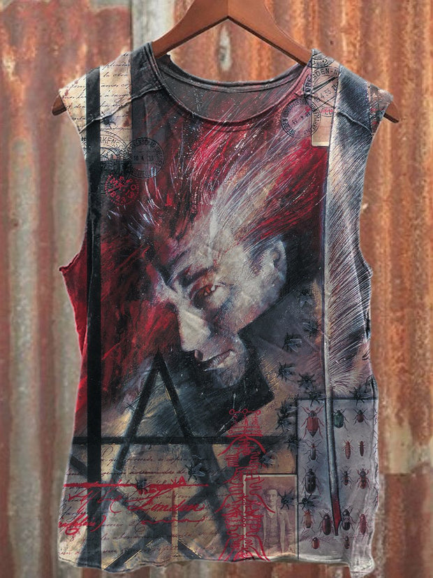 Vintage Abstract Art Print Casual Cotton Tank Top
