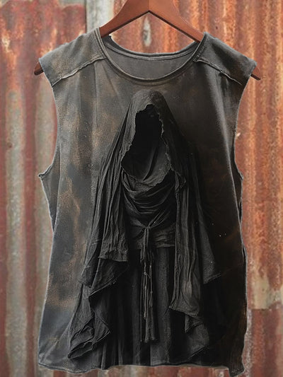 Dark Undead Print Casual Cotton Tank Top