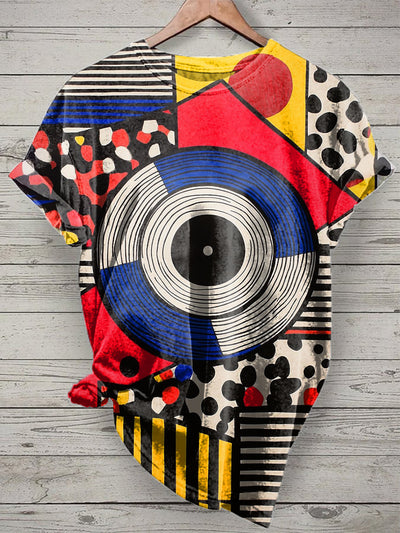 Retro Pop Geometry Print Casual T-Shirt