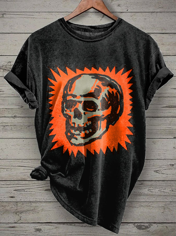 Retro Skull Graffiti Print Casual T-Shirt