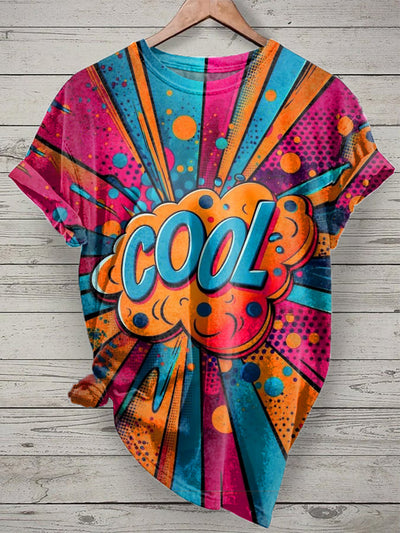 Retro Pop Graffiti Print Casual T-Shirt