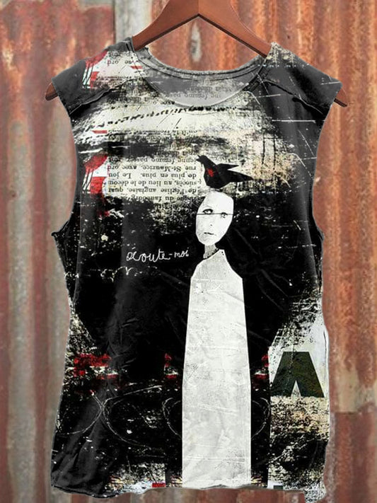 Gorgeous Abstract Graffiti Print Casual Cotton Tank Top