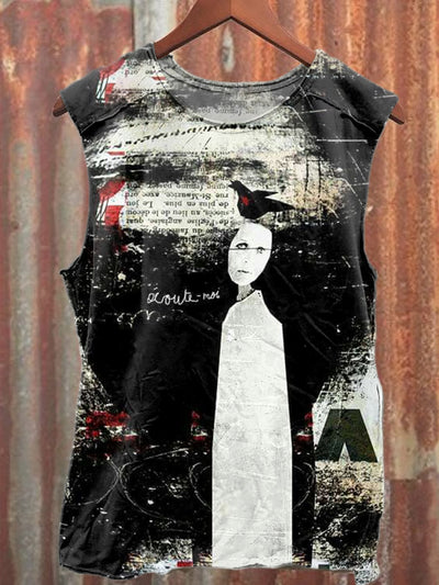 Gorgeous Abstract Graffiti Print Casual Cotton Tank Top