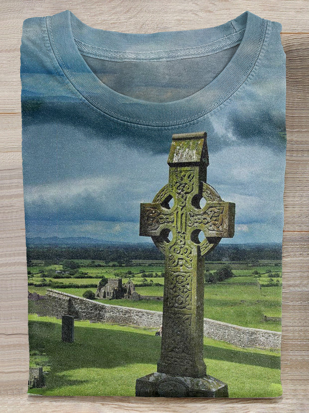 Vintage Rock of Cashel Print Cotton Tank Top