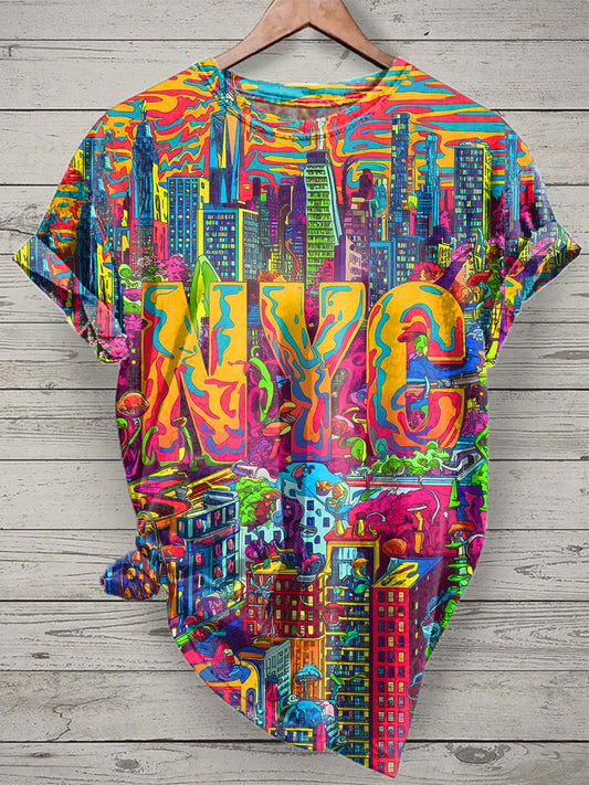 Retro Pop Graffiti Print Casual T-Shirt