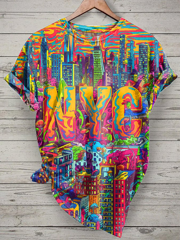 Retro Pop Graffiti Print Casual T-Shirt