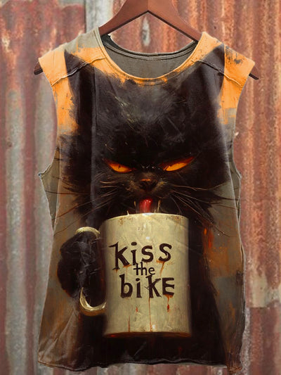 Men's Casual Cat Printed Tank Top