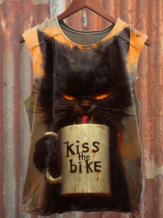 Men's Casual Cat Printed Tank Top