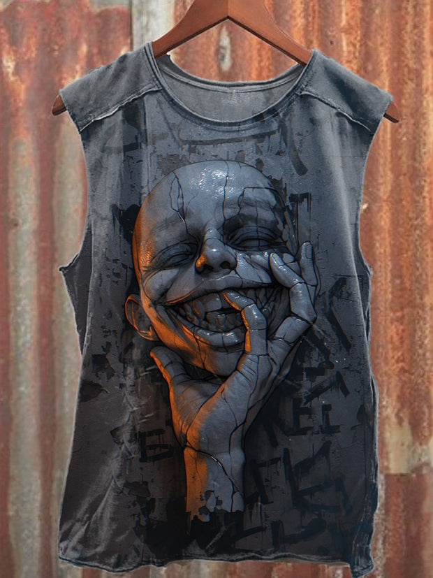 Gorgeous Abstract Graffiti Print Casual Cotton Tank Top