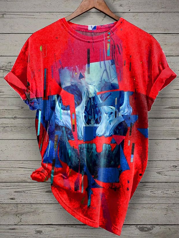 Gorgeous Skull Graffiti Print Casual T-Shirt