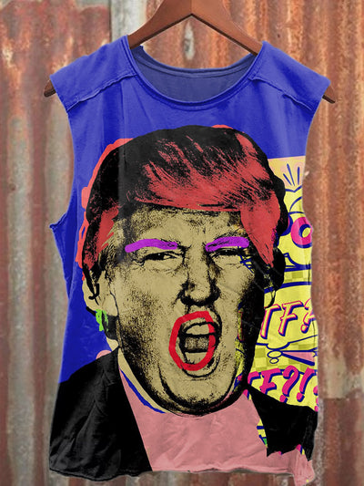 Retro Pop Graffiti Print Casual Cotton Tank Top