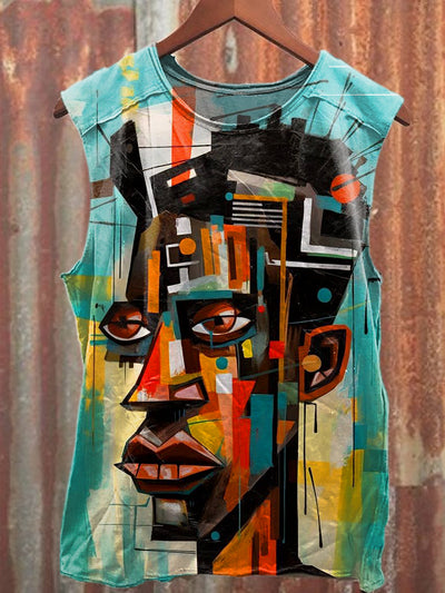 Men's Casual Colorful Graffiti Art Printed Tank Top