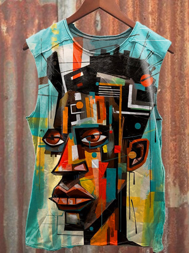 Men's Casual Colorful Graffiti Art Printed Tank Top