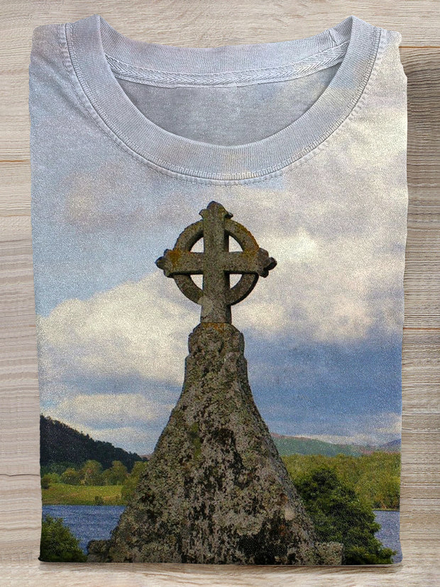 Vintage Rock of Cashel Print Cotton Tank Top