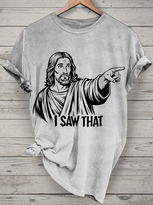Unisex Funny Jesus Printed Vintage Fashion Loose Short Sleeve T-Shirt