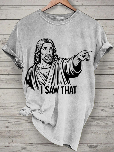 Unisex Funny Jesus Printed Vintage Fashion Loose Short Sleeve T-Shirt