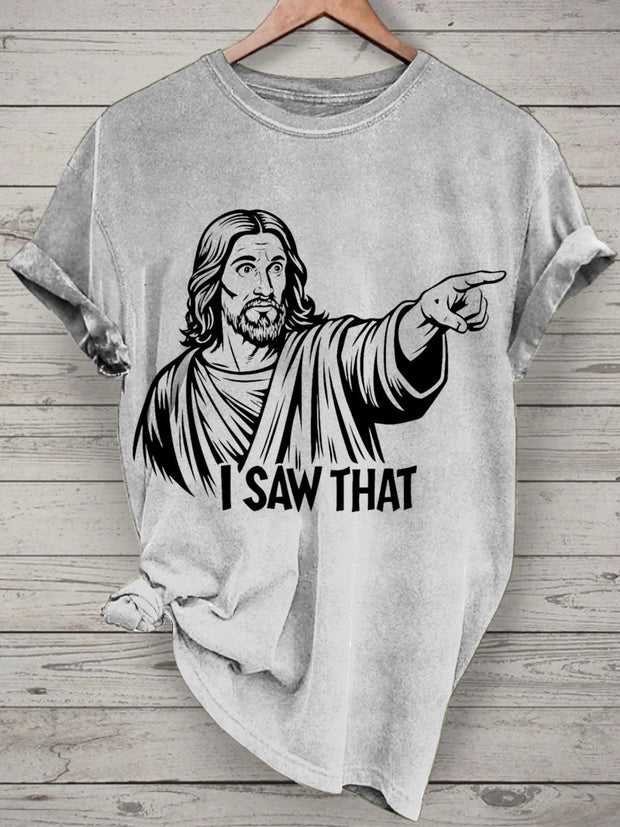 Unisex Funny Jesus Printed Vintage Fashion Loose Short Sleeve T-Shirt