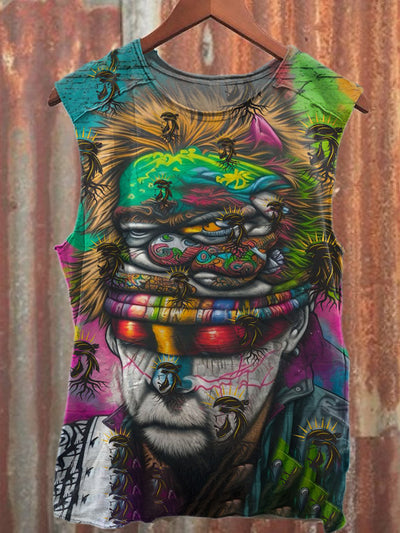 Gorgeous Graffiti Monster Print Casual Cotton Tank Top
