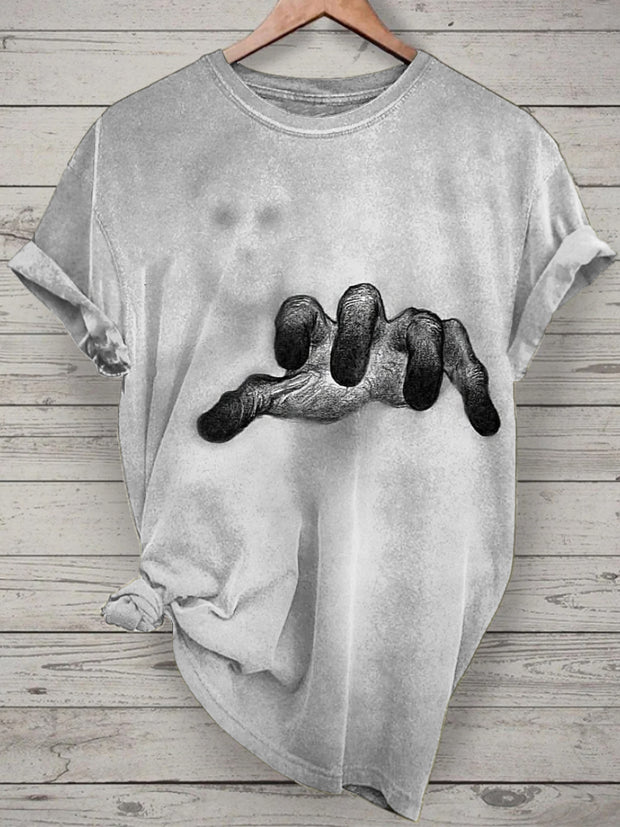 Unisex Shadow Printed Vintage Fashion Loose Short Sleeve T-Shirt