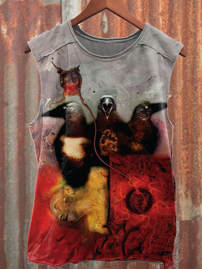 Gorgeous Abstract Graffiti Print Casual Cotton Tank Top