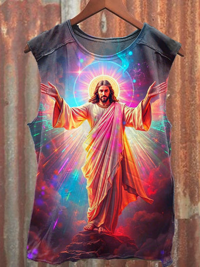 Men's Casual Colorful Jesus Printed Tank Top