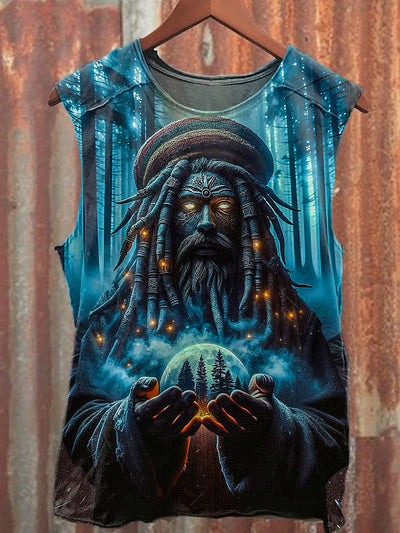 Men's Casual Mysterious Old Man Printed Tank Top