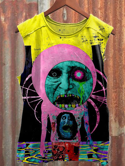 Gorgeous Abstract Graffiti Print Casual Cotton Tank Top
